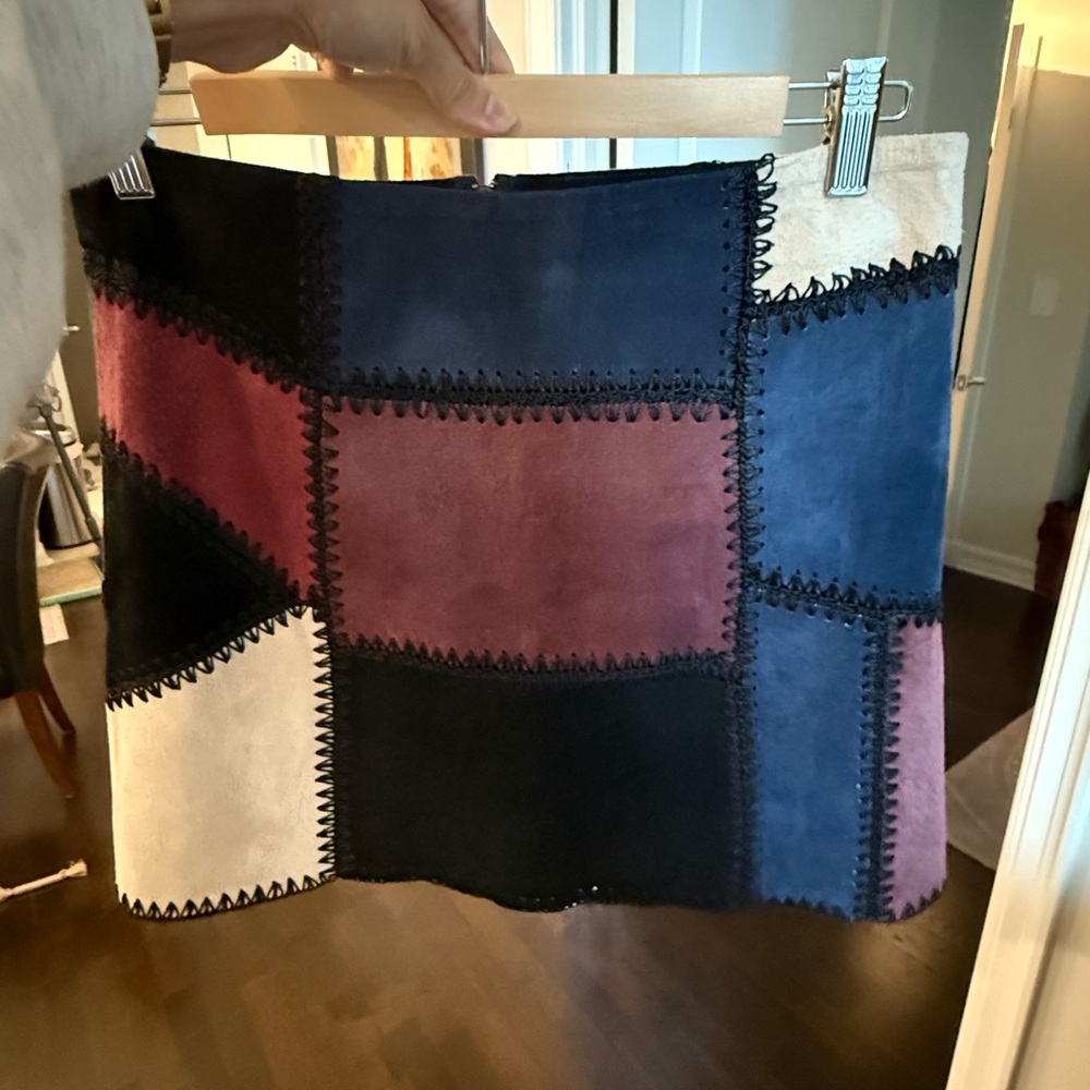 Zara Patchwork Suede Mini Skirt - Multicolor